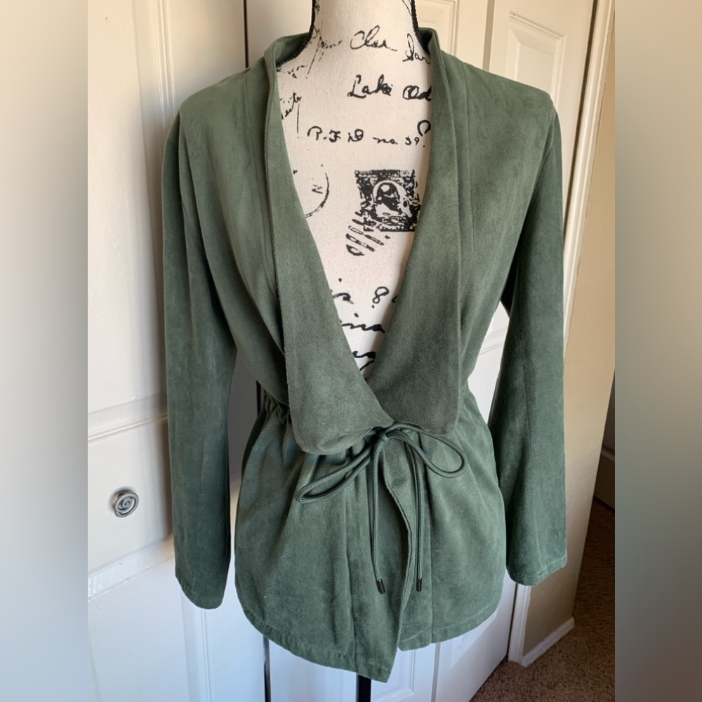 Blank NYC Green Microsuede Tie at Waist Jacket
